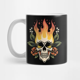 Flaming Skull Vintage Tattoo Mug